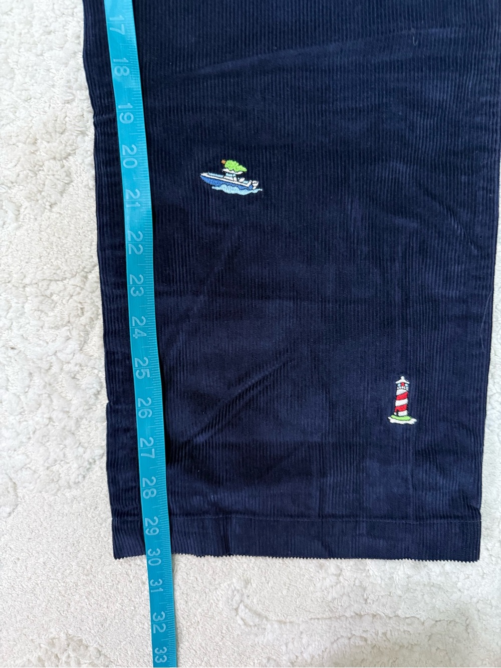 Vineyard Vines Corduroy Pants 35x30 Navy Embroidered Lighthouse Boat Preppy - Picture 5 of 7